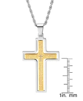 Steeltime Men's Stainless Steel "Our Father" English Prayer Spinner Cross 24" Pendant Necklace