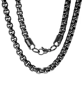 Steeltime Men's Black Ion-Plated Box Chain 24" Necklace