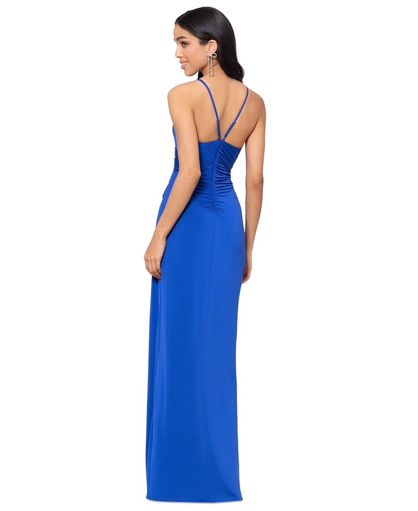Betsy & Adam Petite Ruched Gown