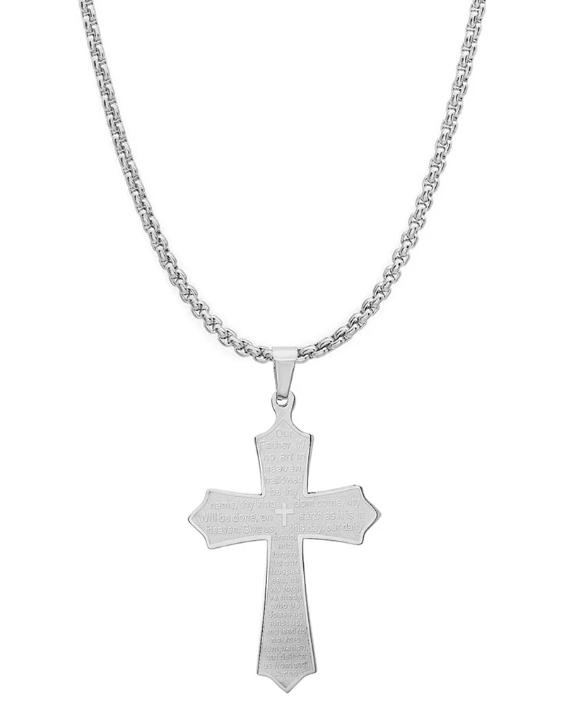 Steeltime Men's Our Father Lord's Prayer Cross Pendant