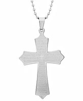 Steeltime Men's Our Father Lord's Prayer Cross Pendant