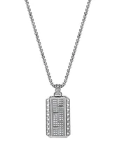 Blackjack Men's Cubic Zirconia Zigzag Cluster Dog Tag 24" Pendant Necklace