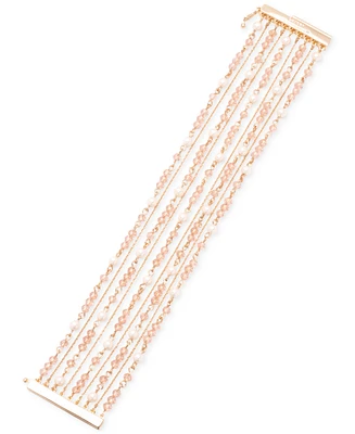 Lauren Ralph Lauren Gold-Tone Bead & Imitation Pearl Multi-Row Flex Bracelet