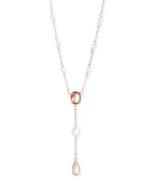 Lauren Ralph Lauren Gold-Tone Crystal, Imitation Pearl & Bead 16" Lariat Necklace