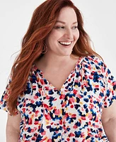 Style & Co Plus Flutter-Sleeve Top, Created for Macy's