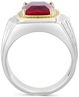 Men's Lab-Created Ruby (7-1/5 ct. t.w.) & Diamond (1/6 Sterling Silver 10k Gold (Also Sapphire)