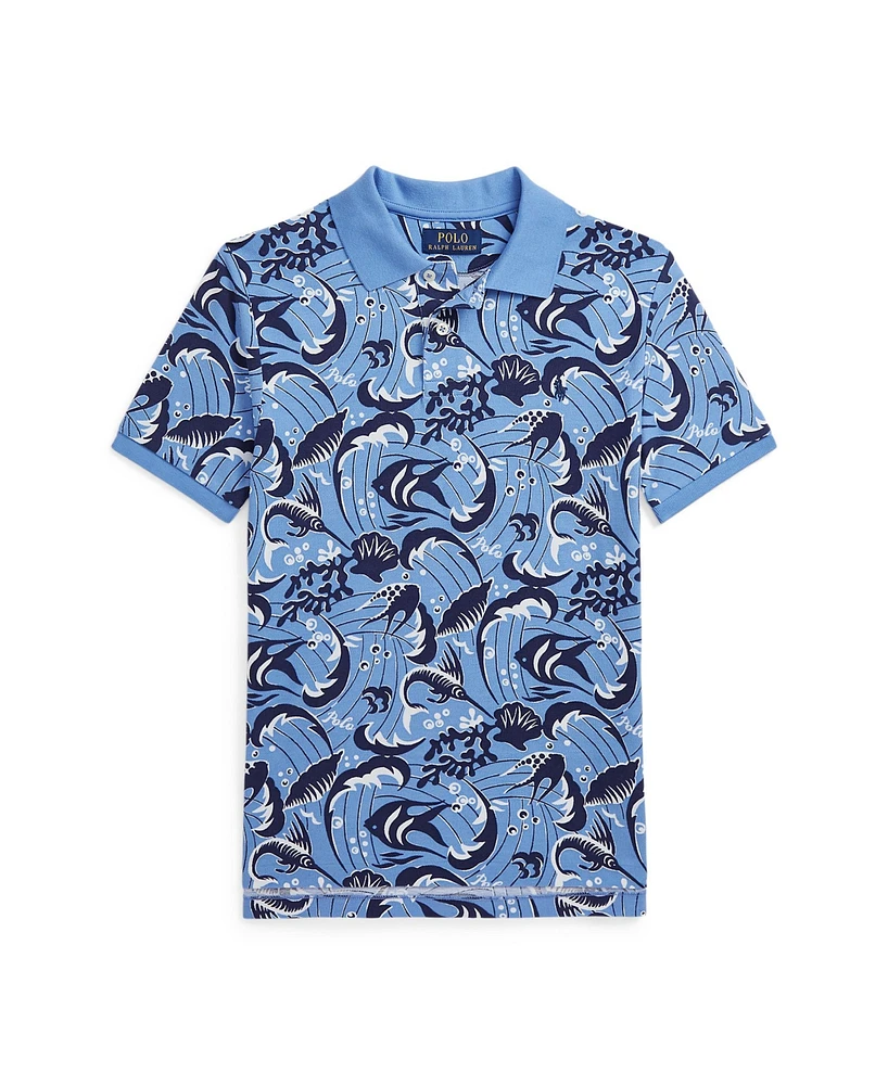 Polo Ralph Lauren Big Boys Reef-Print Cotton Mesh Polo Shirt