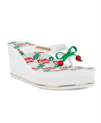 Juicy Couture Women's Umani Cherry Platform Wedge Flip-Flop Sandals