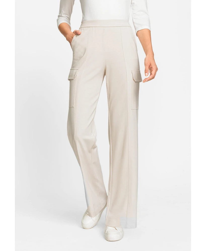 Olsen Anna Fit Wide Leg Jersey Knit Cargo Trouser Pant