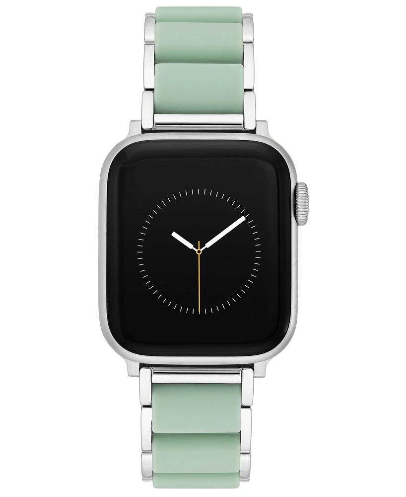 Anne Klein Women's Silver-Tone Alloy Metal and Mint Silicone Bracelet designed for Apple Watch 42mm (Series 1-3 only) & 44/45/46/49mm (Ultra & Ultra 2