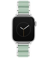 Anne Klein Women's Silver-Tone Alloy Metal and Mint Silicone Bracelet designed for Apple Watch 42mm (Series 1-3 only) & 44/45/46/49mm (Ultra & Ultra 2