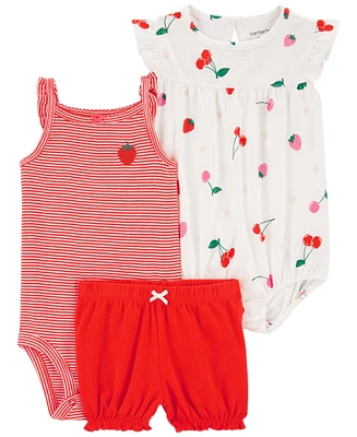 Carter's Baby Girls Little Bodysuit and Shorts, 3 Piece Set