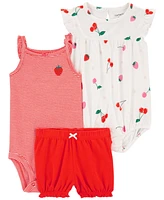 Carter's Baby Girls Little Bodysuit and Shorts, 3 Piece Set