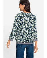 Olsen Women's 3/4 Sleeve Floral Print Tee containing Lenzing Ecovero Viscose