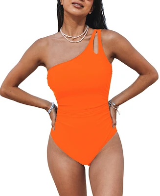 Cupshe Women's Tummy Control One Shoulder Cutout Slimming One Piece Swimsuit