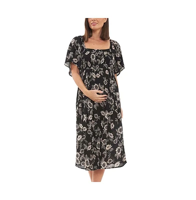 Ripe Maternity Trina Shirred Dress Black/Natural