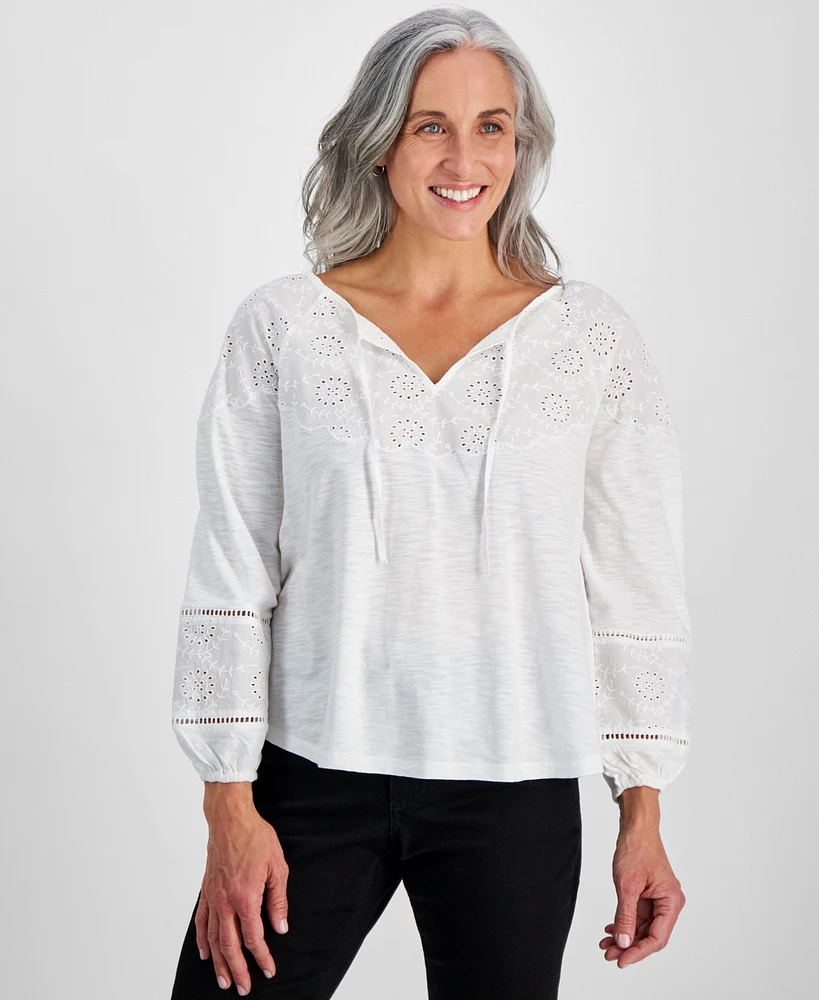 Style & Co Petite Eyelet Embroidered Top | Mall of America®