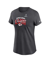 Women's Nike Anthracite Kansas City Chiefs Super Bowl Lviii Champions Iconic Essential T-shirt