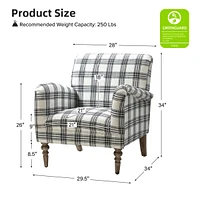 Rossella Contemporary and Classic Armchair with Solid Wood Legs