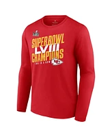 Men's Fanatics Red Kansas City Chiefs Super Bowl Lviii Champions Iconic Big and Tall Long Sleeve T-shirt