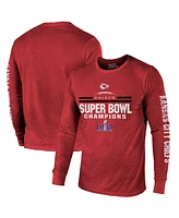 Men's Majestic Red Kansas City Chiefs Super Bowl Lviii Champions Tri-Blend Long Sleeve Hit T-shirt