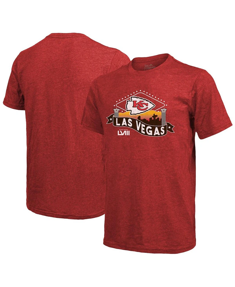 Men's Majestic Threads Red Kansas City Chiefs Super Bowl Lviii Tri-Blend T-shirt