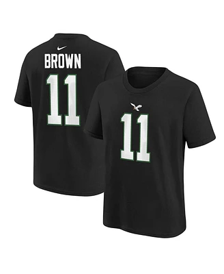 Big Boys and Girls Nike A.j. Brown Black Philadelphia Eagles Player Name Number T-shirt