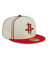 Men's New Era Cream, Red Houston Rockets Piping 2-Tone 59FIFTY Fitted Hat