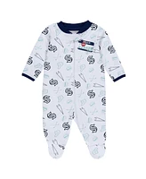 Baby Boys and Girls Wear by Erin Andrews White Seattle Kraken Sleep Play Full-Zip Footed Jumper with Bib