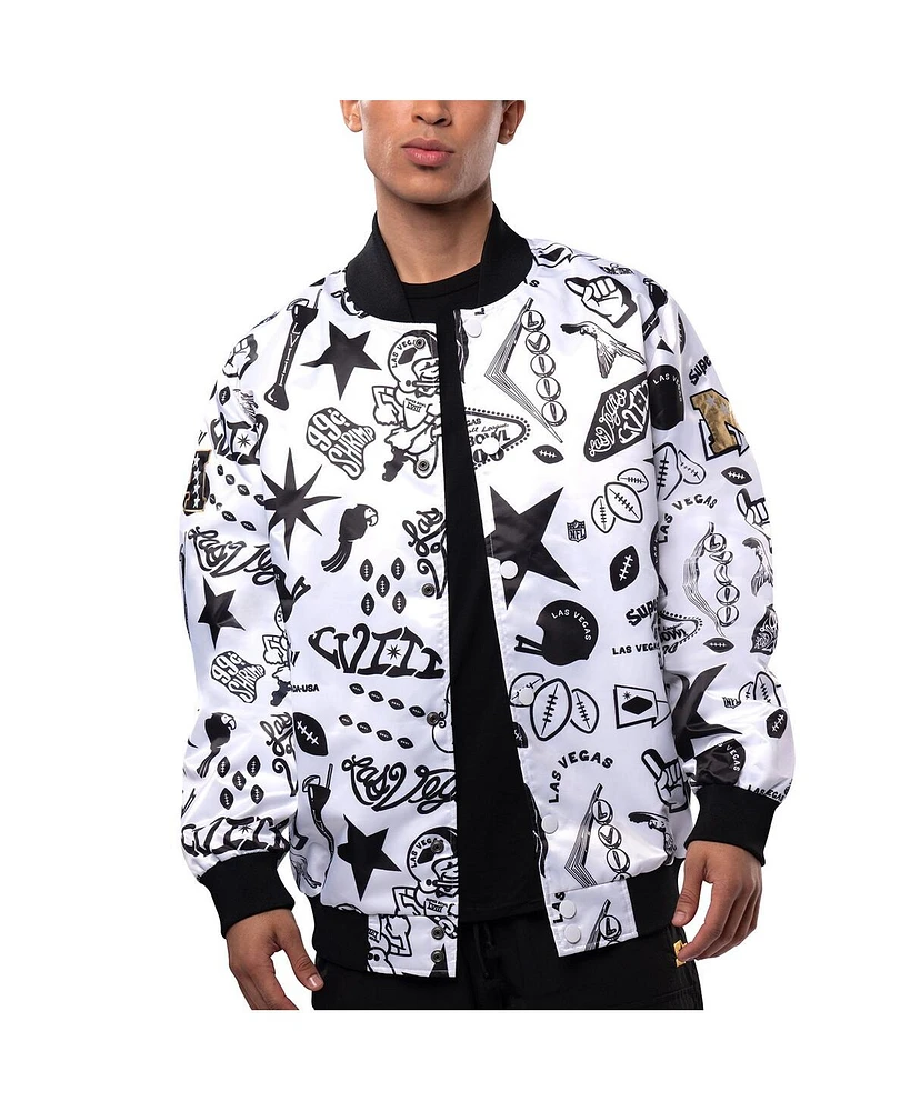 Men's Starter x Msx by Michael Strahan White Super Bowl Lviii The Gold Bar Casino Camo Full-Snap Jacket