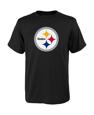 Big Boys and Girls Black Pittsburgh Steelers Primary Logo T-shirt