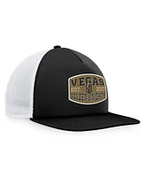 Men's Fanatics Black, White Vegas Golden Knights Foam Front Patch Trucker Snapback Hat