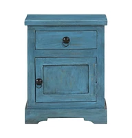 Bedside Table Solid Mango Wood 15.7"x11.8"x19.7" Blue