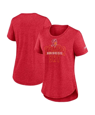 Women's Nike Heather Red Distressed Tampa Bay Buccaneers Fashion Tri-Blend T-shirt