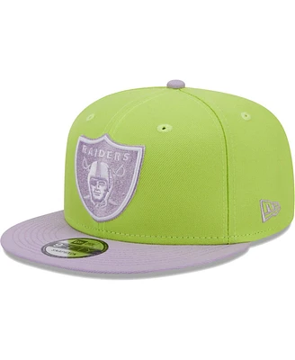 Men's New Era Neon Green, Lavender Las Vegas Raiders Two-Tone Color Pack 9FIFTY Snapback Hat