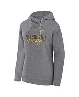 Women's Fanatics Heather Gray Pittsburgh Pirates Script Favorite Lightweight Fitted Pullover Hoodie