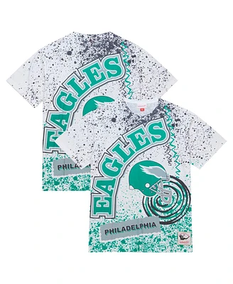 Men's Mitchell & Ness White Philadelphia Eagles Big and Tall Allover Print T-shirt