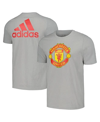 Men's adidas Gray Manchester United Three-Stripe T-shirt