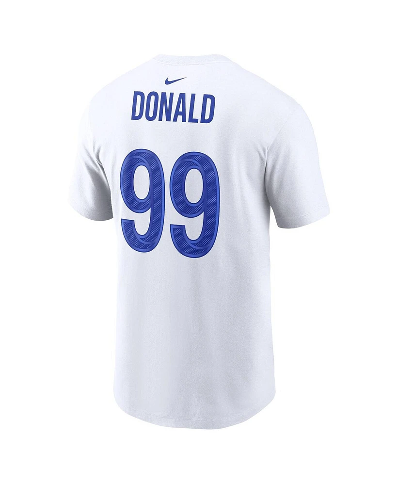 Men's Nike Aaron Donald White Los Angeles Rams Super Bowl Lvi Bound Name and Number T-shirt