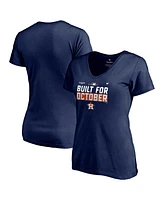 Women's Fanatics Navy Houston Astros 2021 Postseason Locker Room Plus Size V-Neck T-shirt