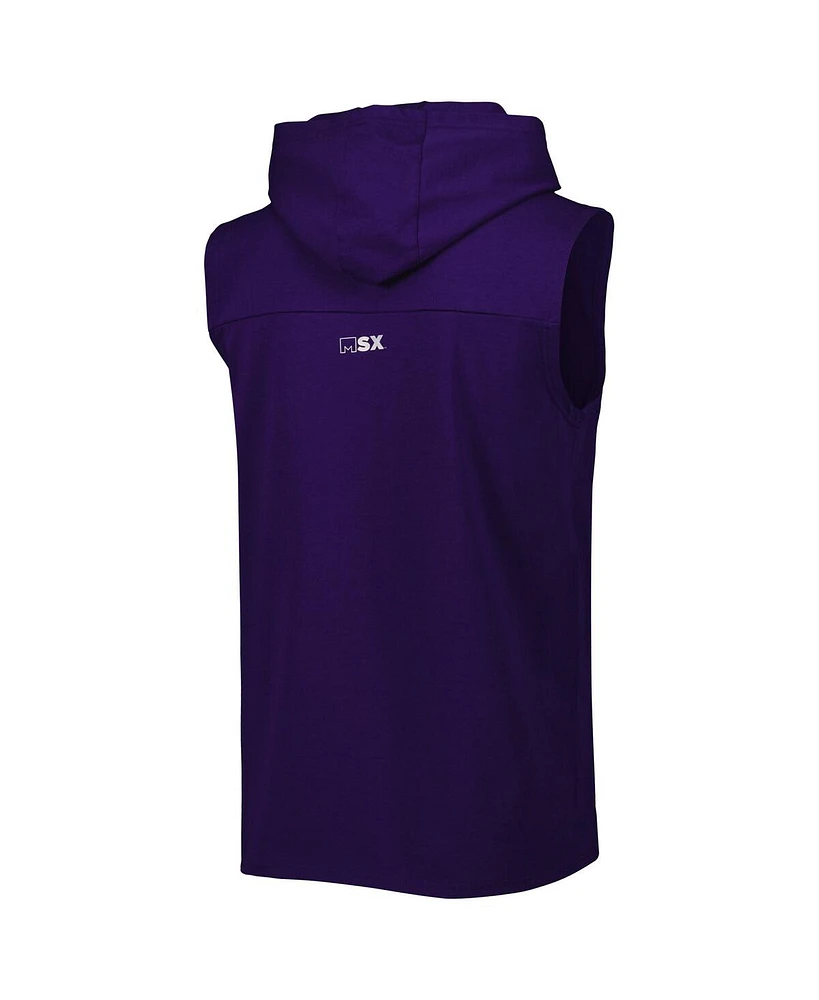 Men's Msx by Michael Strahan Purple Baltimore Ravens Relay Sleeveless Pullover Hoodie