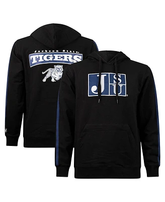 Men's Black Jackson State Tigers Striped Oversized Print Pullover Hoodie