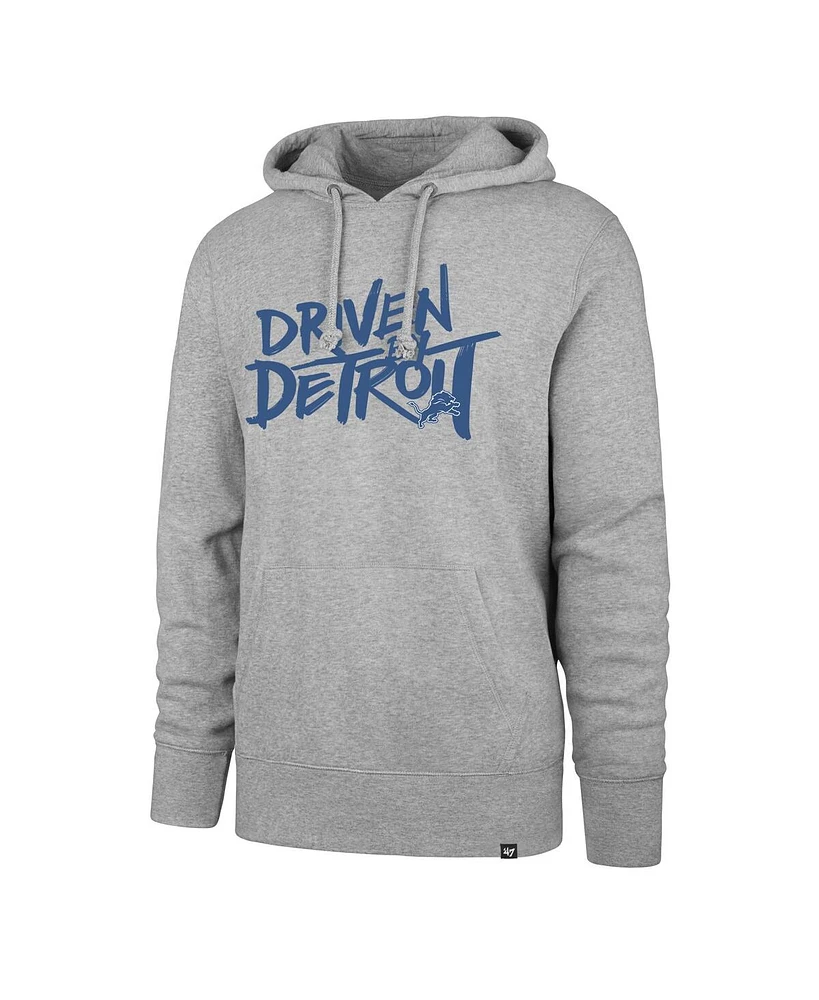 Men's '47 Brand Gray Detroit Lions Driven by Detroit Pullover Hoodie