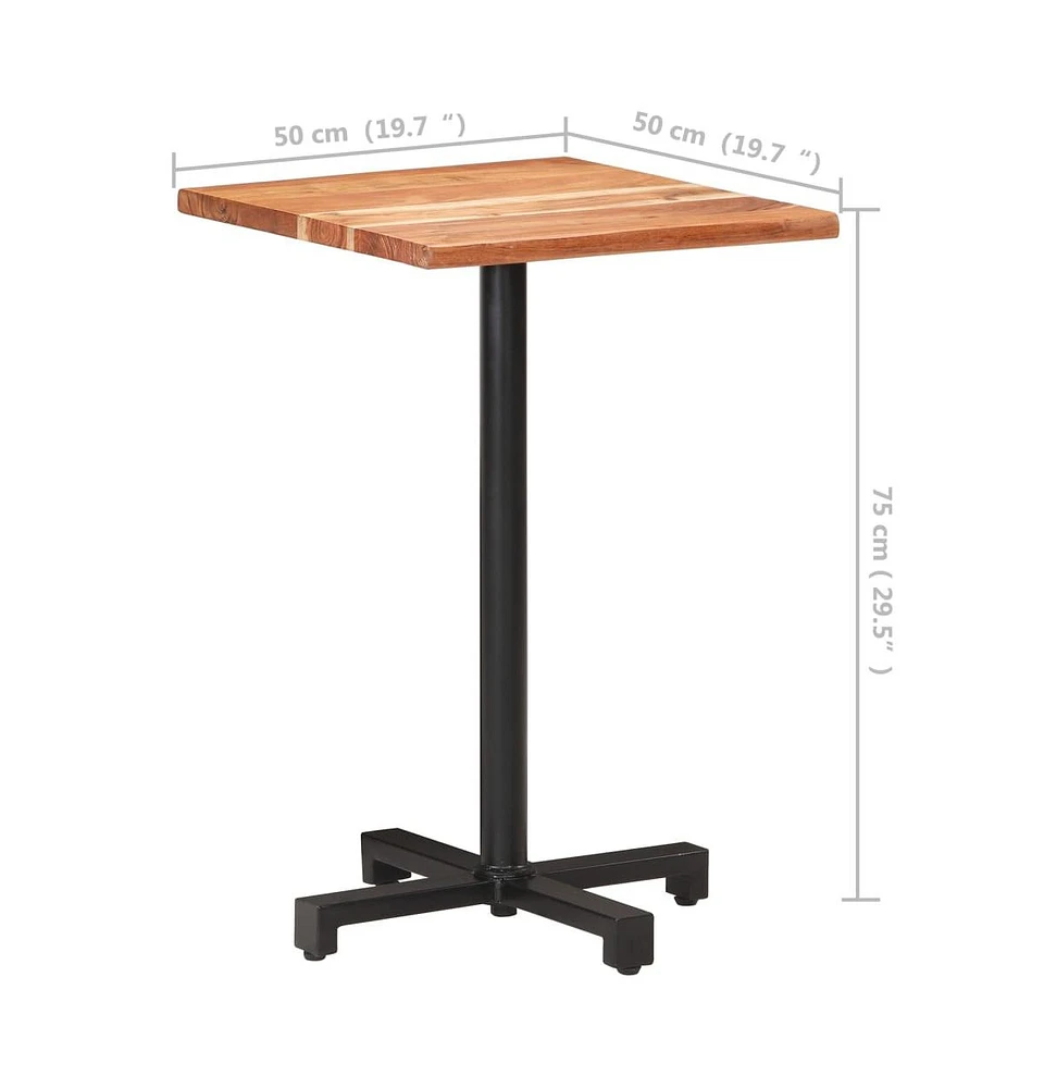 Bistro Table with Live Edges 19.7"x19.7"x29.5" Solid Acacia Wood
