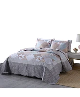 MarCielo 3 Piece Quilt Bedspread Set Bedding Coverlet Set B75 - King