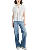 Lucky Brand Women's Lace-Trimmed Button-Down Shirt