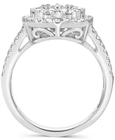 Diamond Halo Cluster Engagement Ring (1-1/2 ct. t.w.) in 14k White Gold