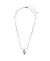 Sterling Forever Silver-Tone or Gold-Tone Cultured Shell Pearls With Shell Pendant Cherie Necklace