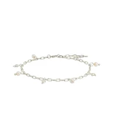 Sterling Forever Silver-Tone or Gold-Tone Shell and Cultured Pearl Dangle Charm Beverly Anklet