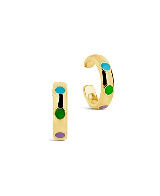 Sterling Forever Gold-Tone or Silver-Tone Colorful Enamel Accent Ear Cuff Set Of 2